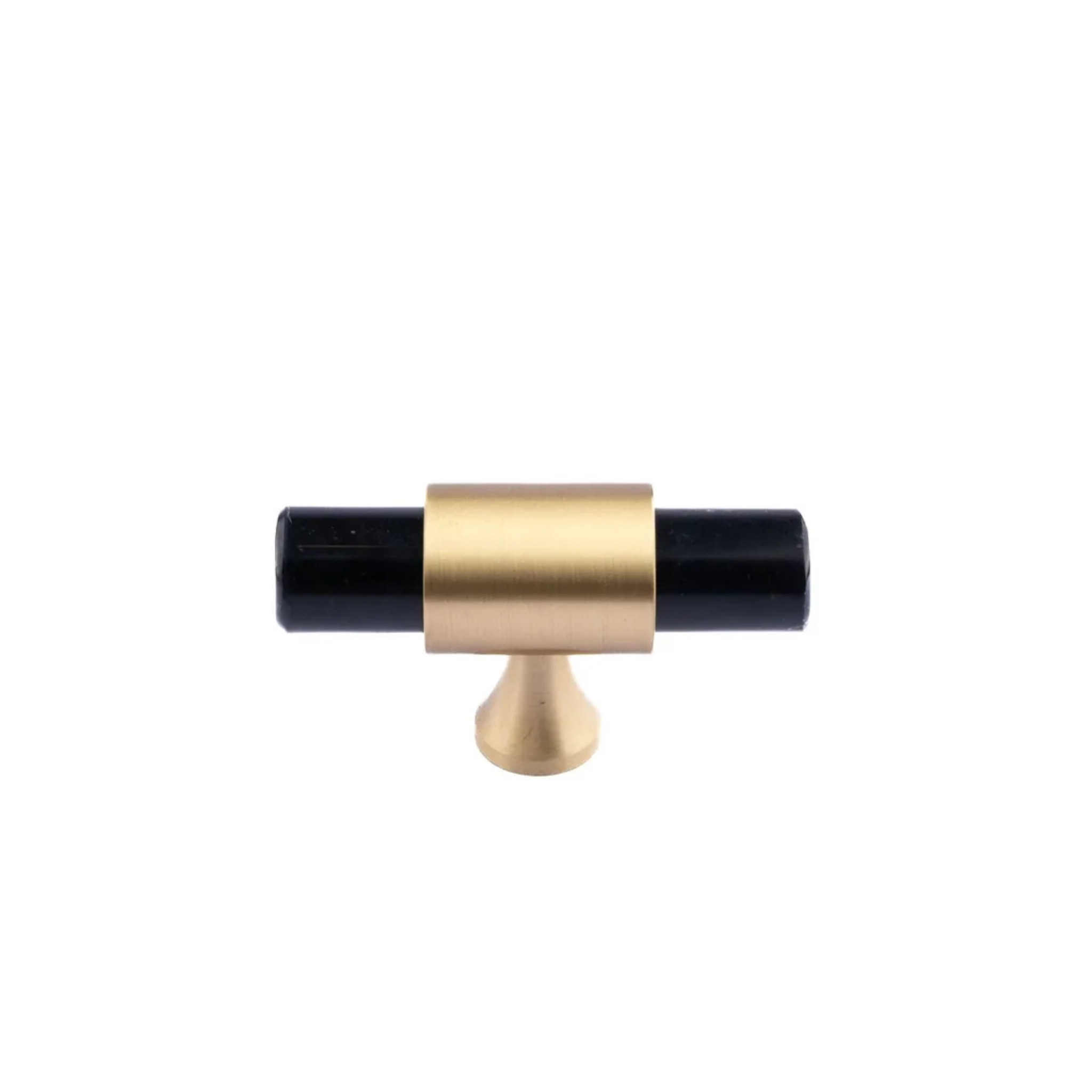 Karish marble and brass handles by Brass Essence with a brushed finish, showcasing elegant luxury and modern design.