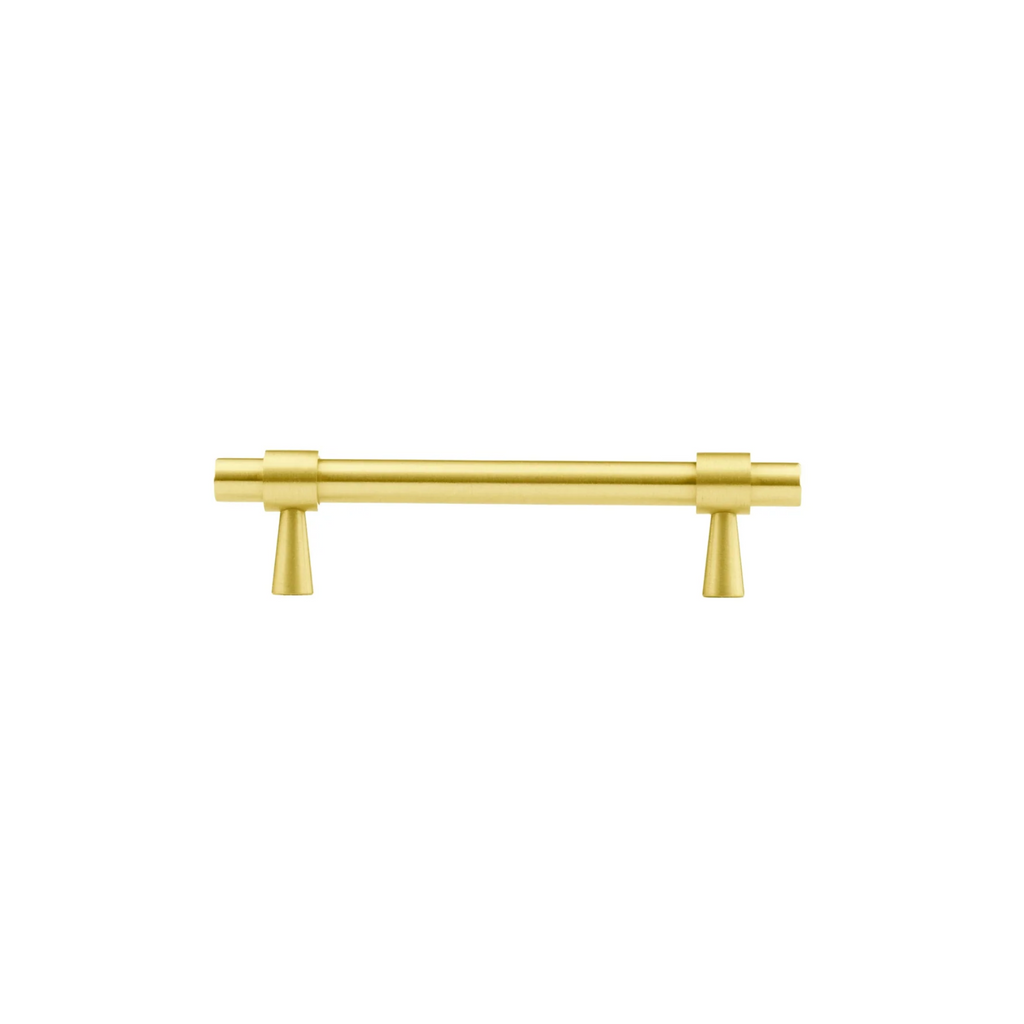 Brass Essence Naveena solid brass T-bar handle from collection, showcasing a polished, durable hardware piece for furniture or cabinetry.