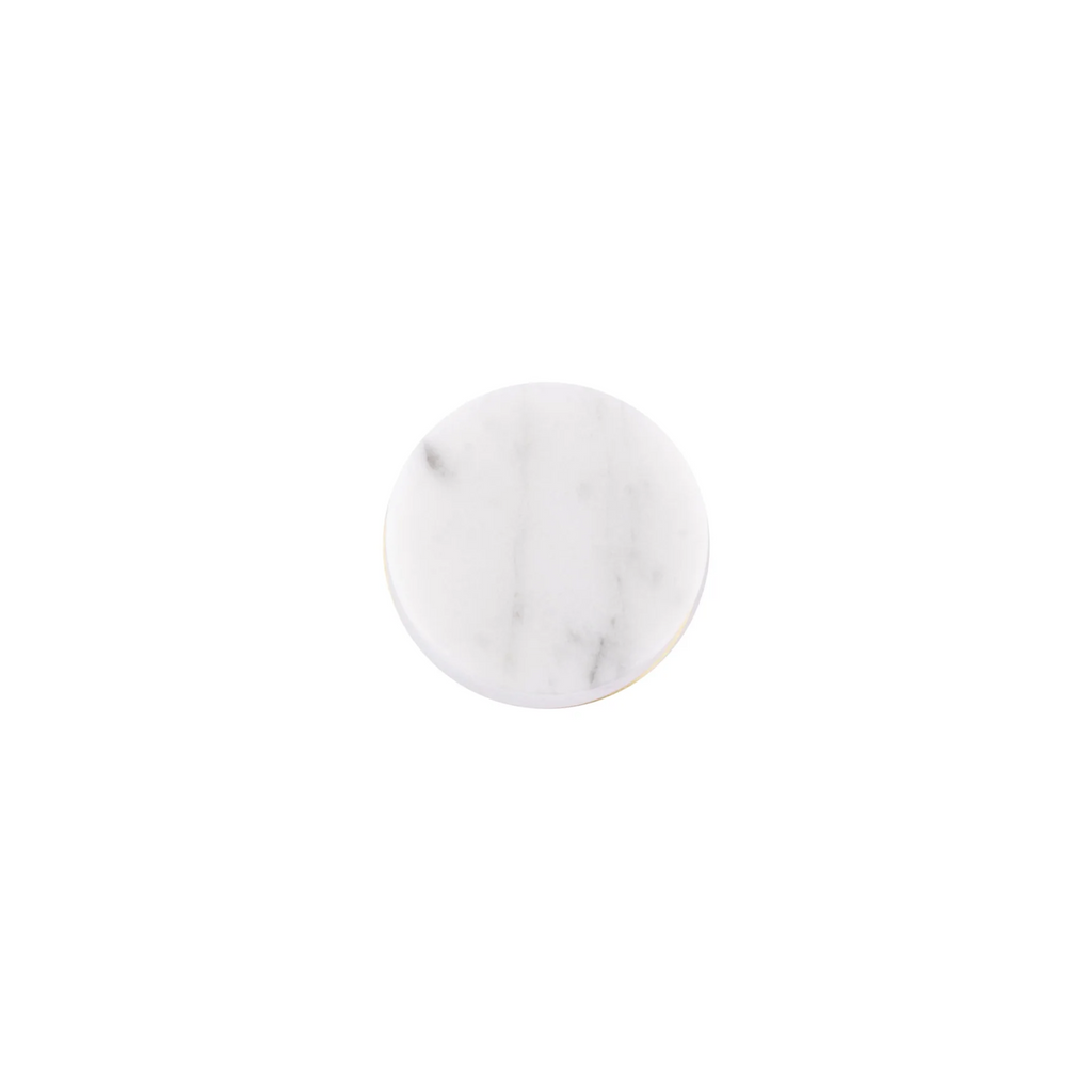 Brass Essence Karish marble and brass knobs with luxury finish, showcasing elegant round design and polished surface.