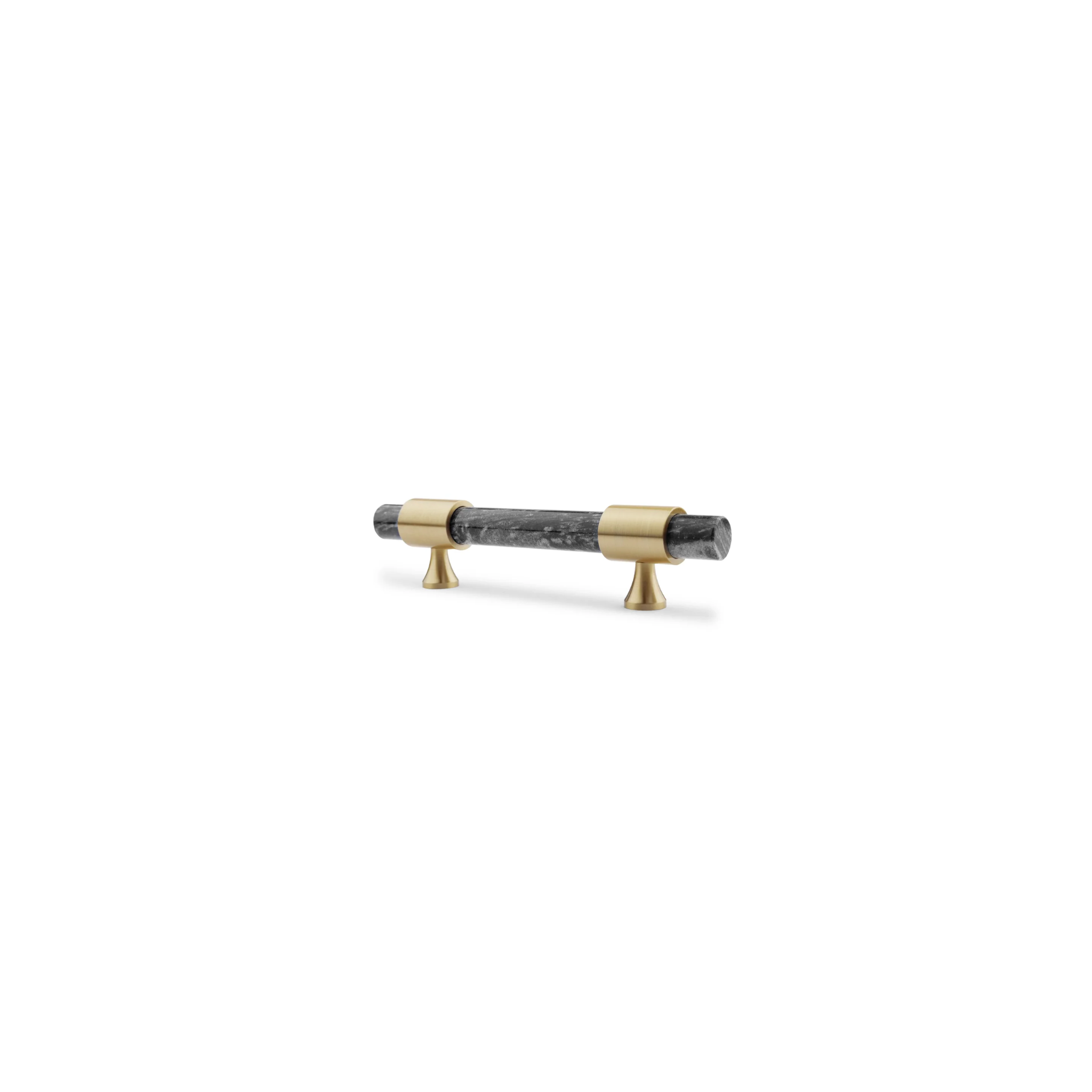Brass Essence Karish marble and brass handle with brushed finish, showcasing elegant design and smooth surface details.