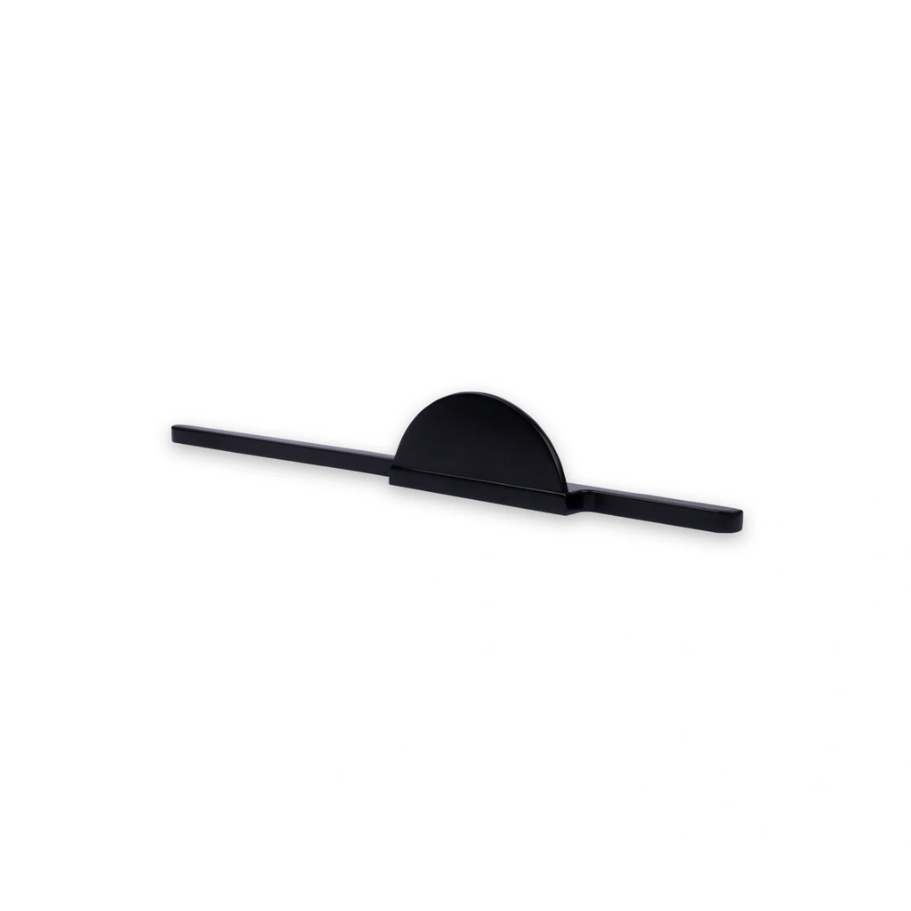Modern circle and bar door handle by Brass Essence in gold and black finish, made from zinc alloy, with a sleek premium look.