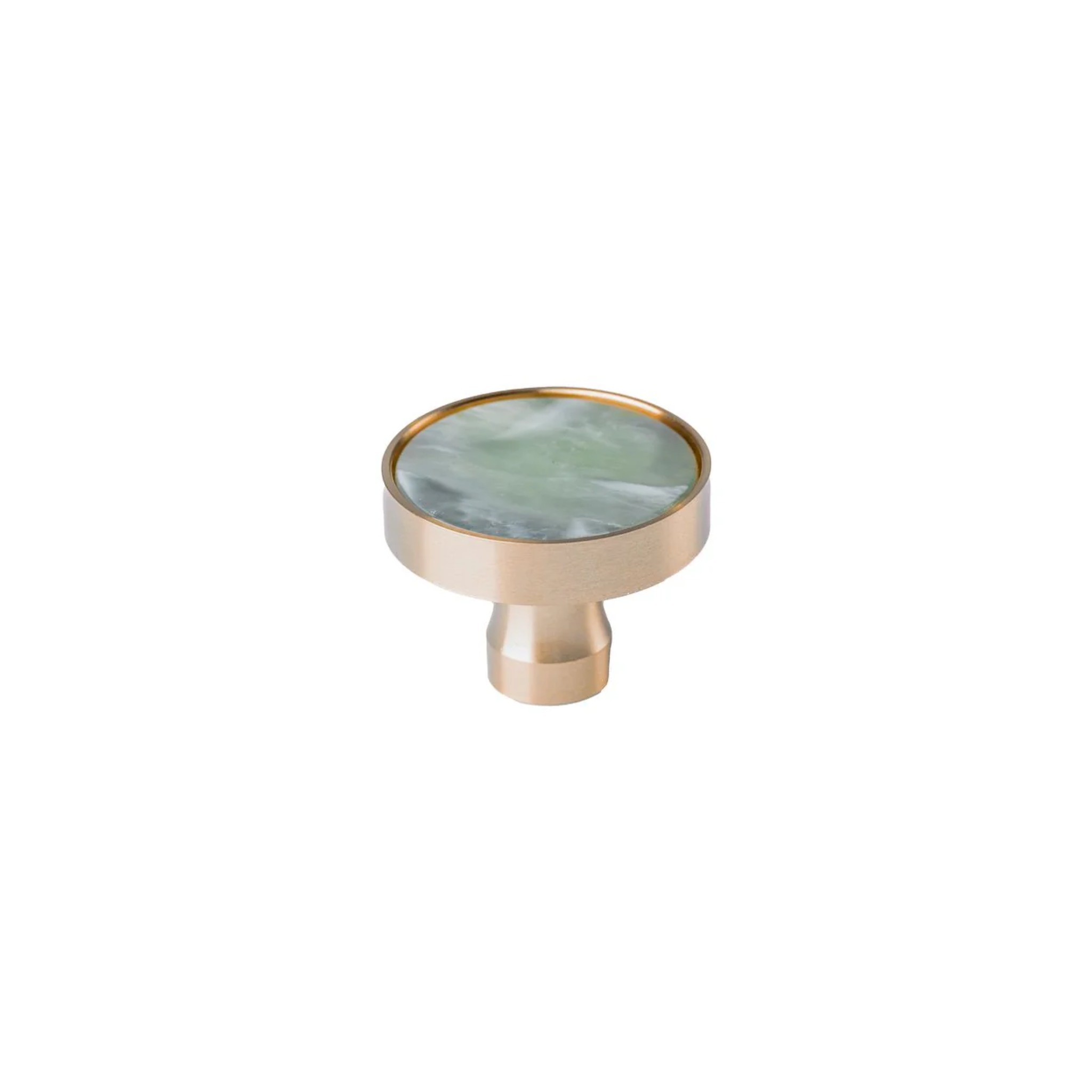 Brass essence acrylic and brass disc cabinet knob with sleek round design and polished finish, ideal for modern furniture.