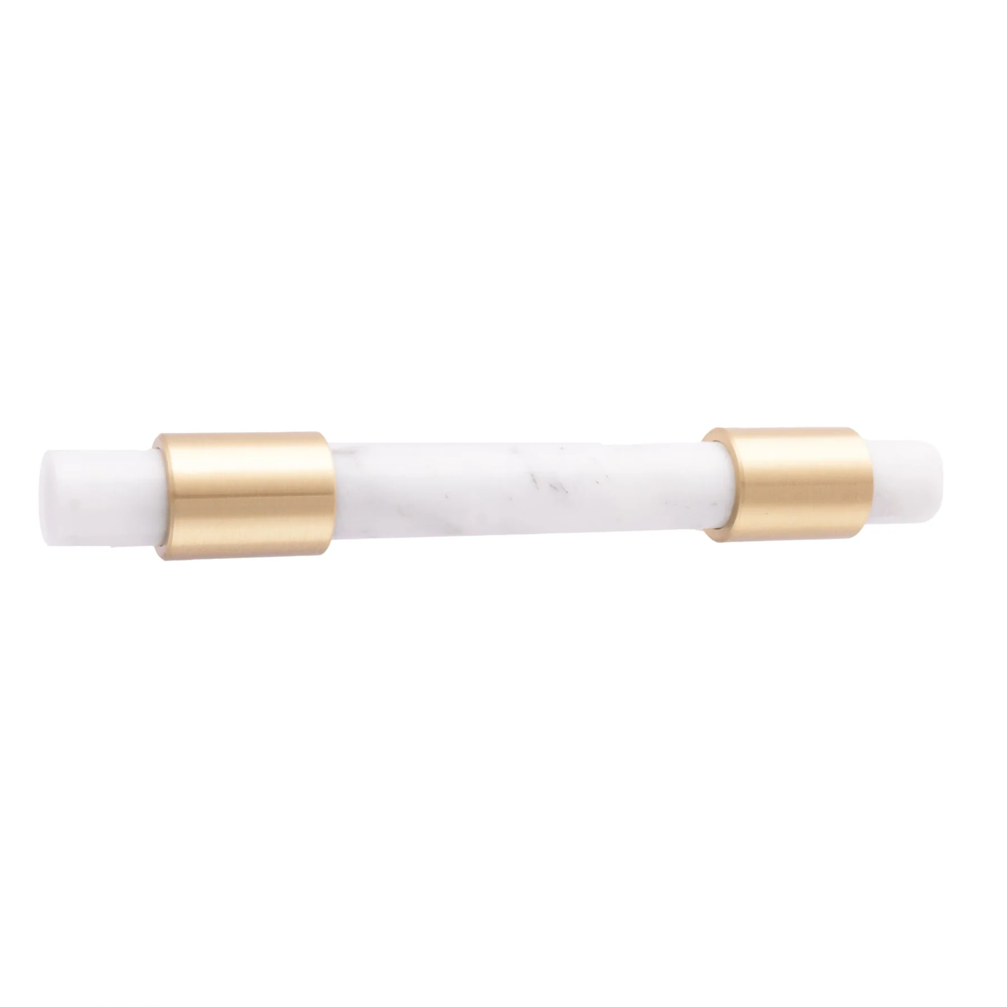 Brass Essence Karish marble and brass handles with brushed finish, showcasing elegant, luxurious design and craftsmanship.