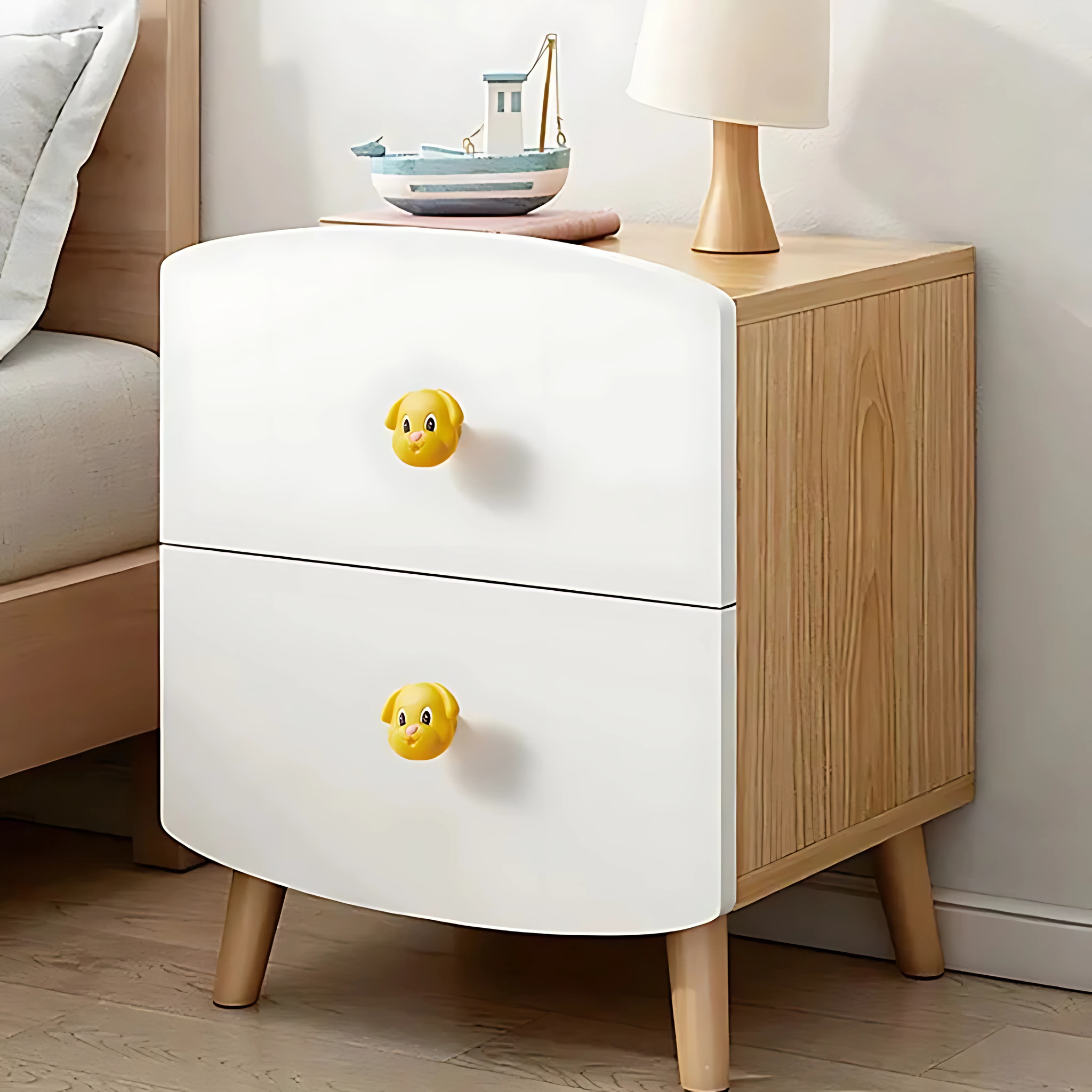 Soft-touch puppy silicone cabinet knob by Brass Essence, featuring a cute puppy design for kitchen or furniture decor.
