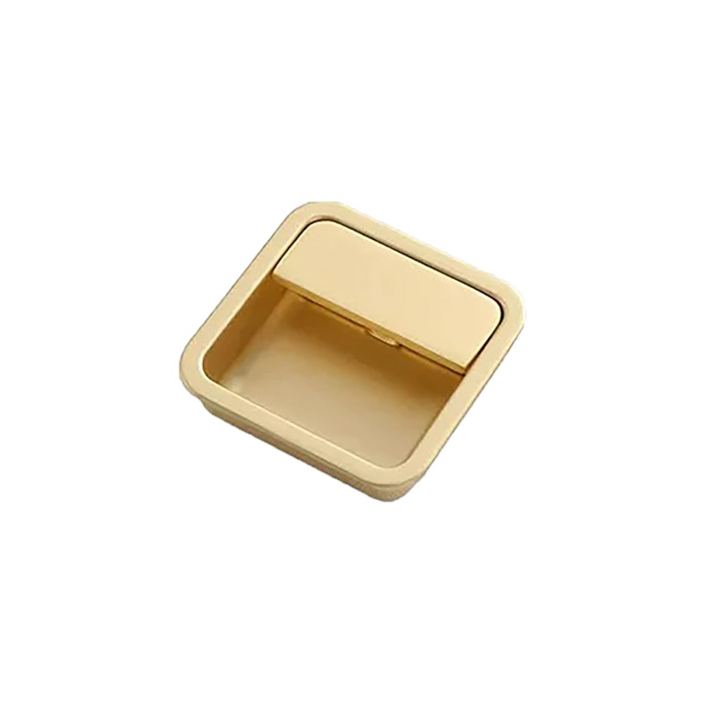 Recessed matte zinc cabinet handle from Brass Essence's Zinc Handle Collection, showing a sleek, minimalist design with smooth finish.