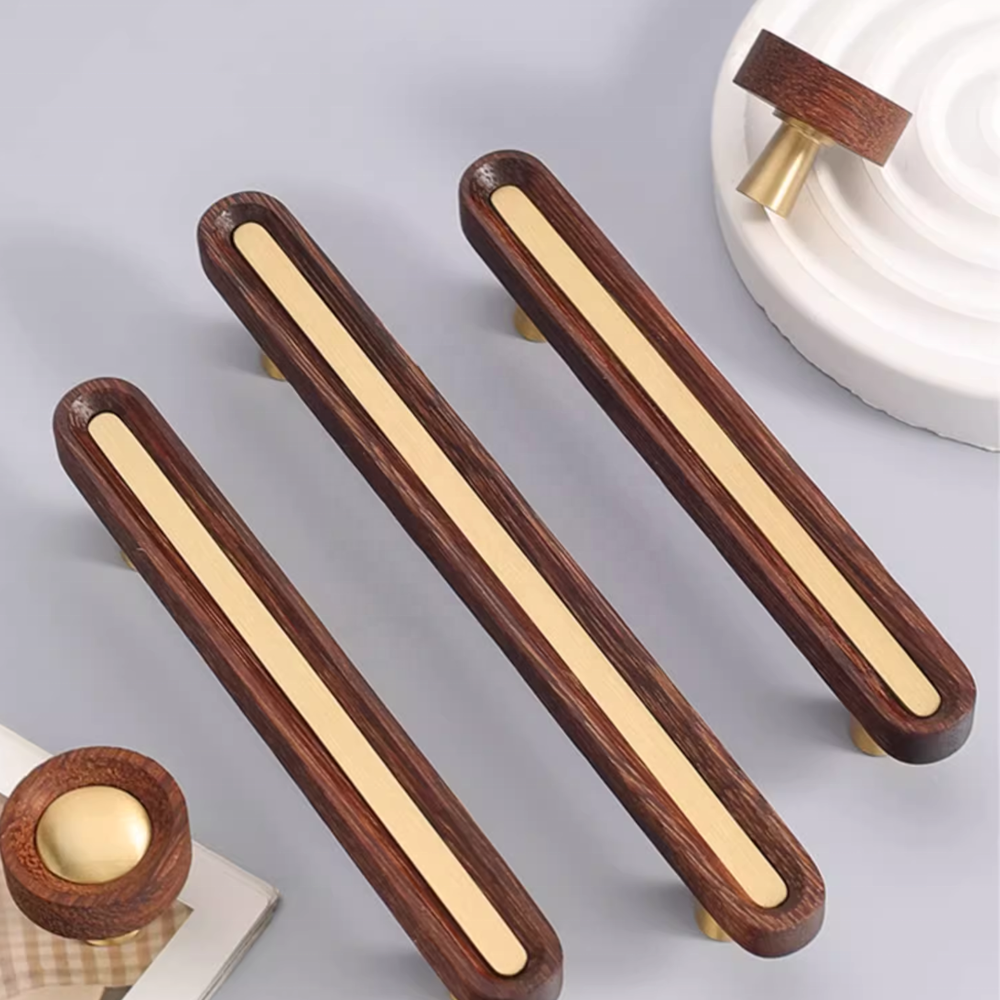 Brushed Brass and Wenge Wood Handles [W-0055]