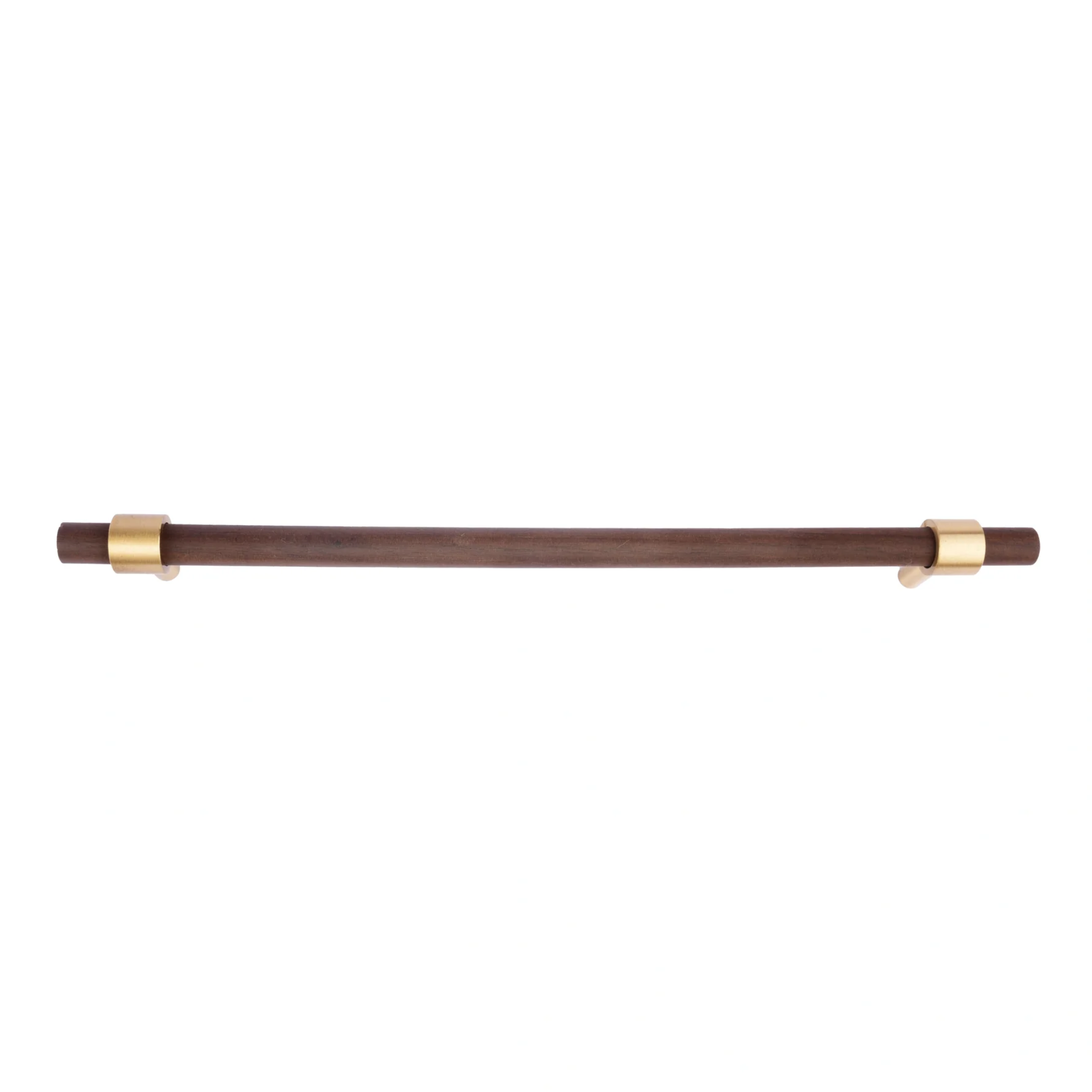 Brass Essence Walnut and brass T-Bar handle from collection W-0010, featuring a polished brass finish and rich walnut wood.