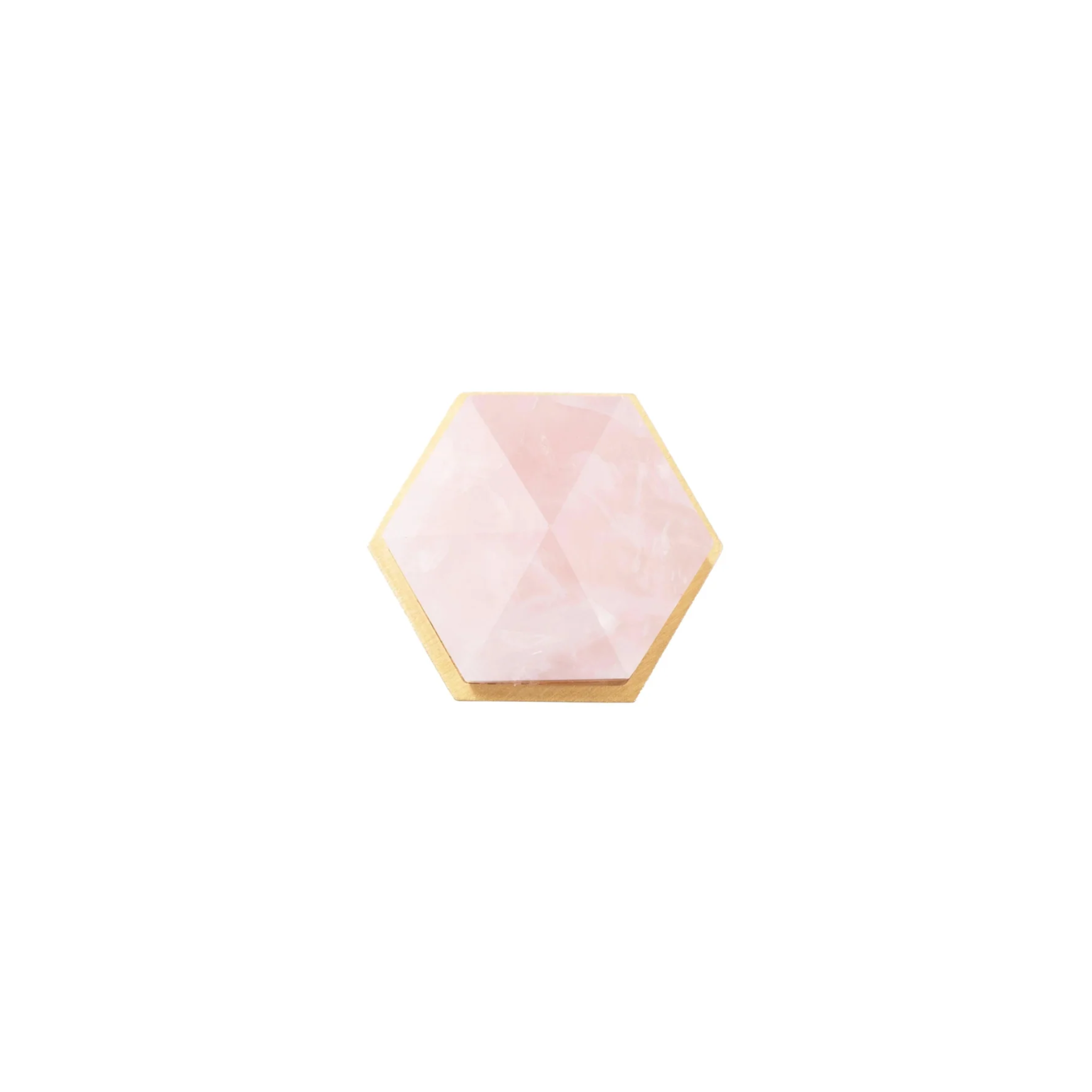 Brass Essence natural crystal and brass hexagon knob featuring a clear crystal and brass geometric design for furniture accents
