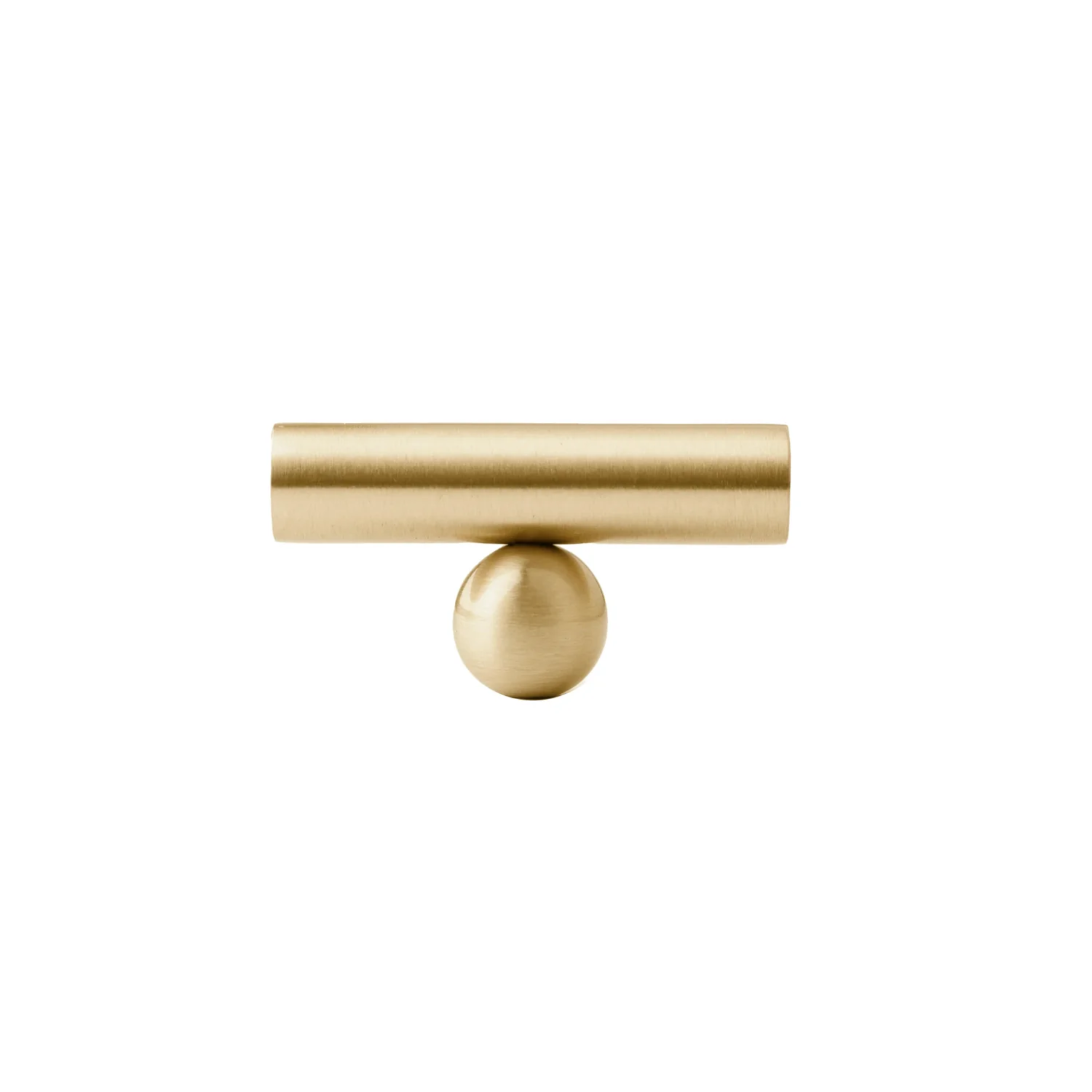 Solid brass goblet cabinet handle from Brass Essence collection, featuring a polished brass finish and ergonomic design.