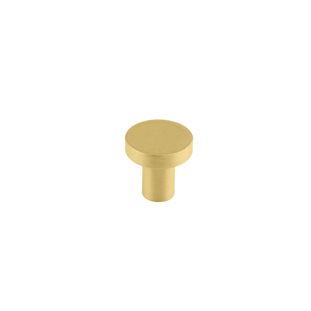 Brass Essence Regal Solid Brass Knob B-0004 with minimal luxury design, showcasing a polished, elegant brass finish on a drawer handle.