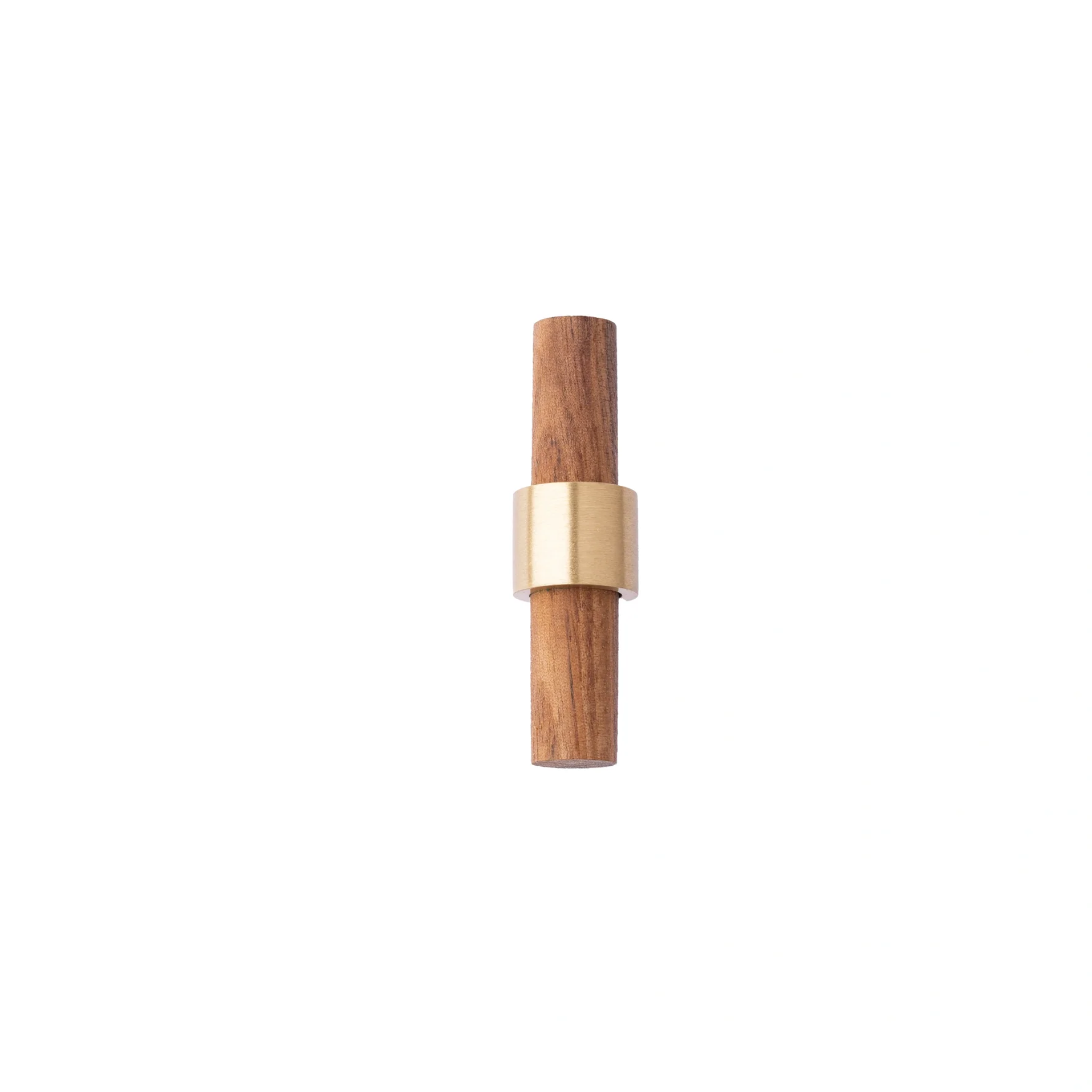 Brass Essence Walnut and brass T-Bar handle from collection W-0010, showing polished brass T-bar with walnut wood accents.
