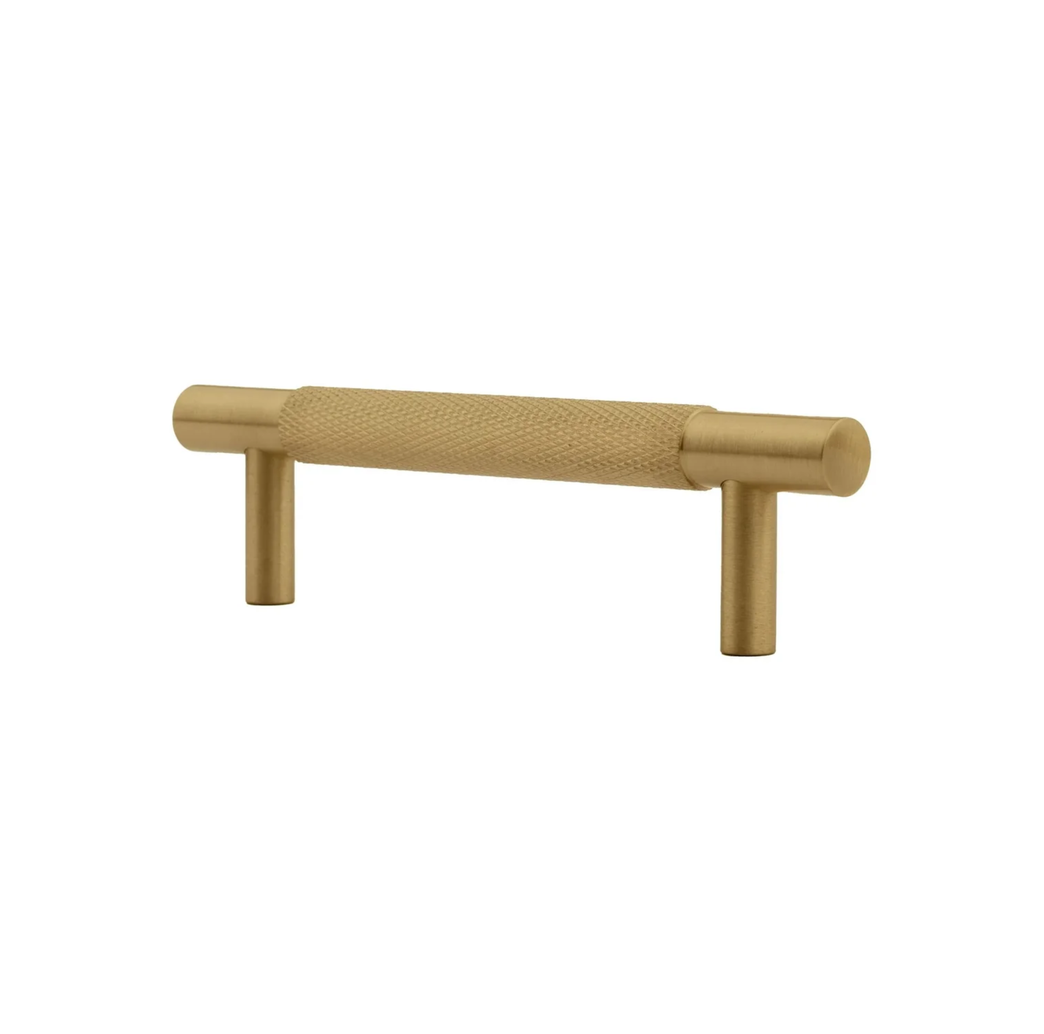 Brass Essence Yashvite knurled brass cabinet handle from collection B-0060, showcasing a textured, polished finish.