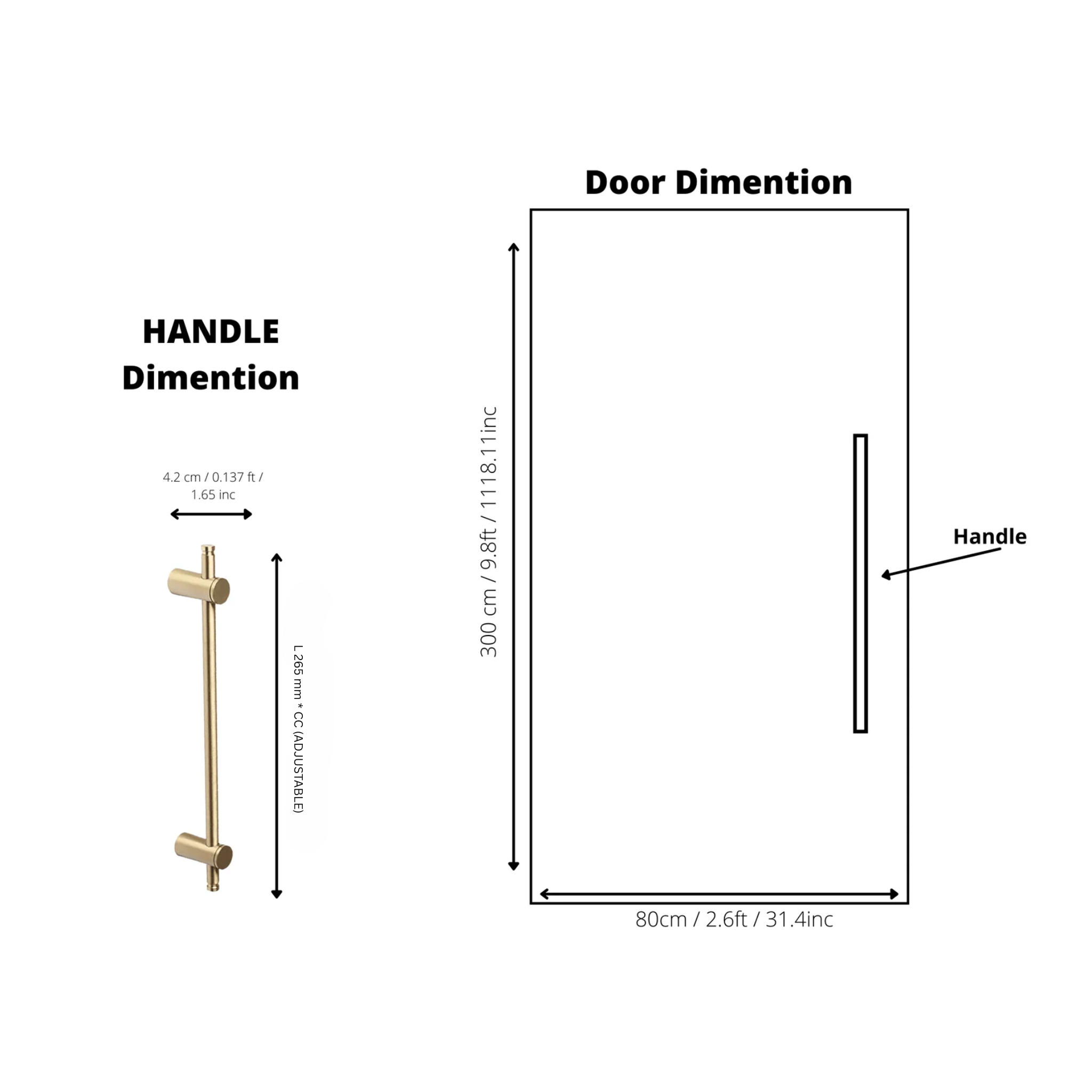 Adjustable Solid Brass Bar Handle Collection [B-0081]