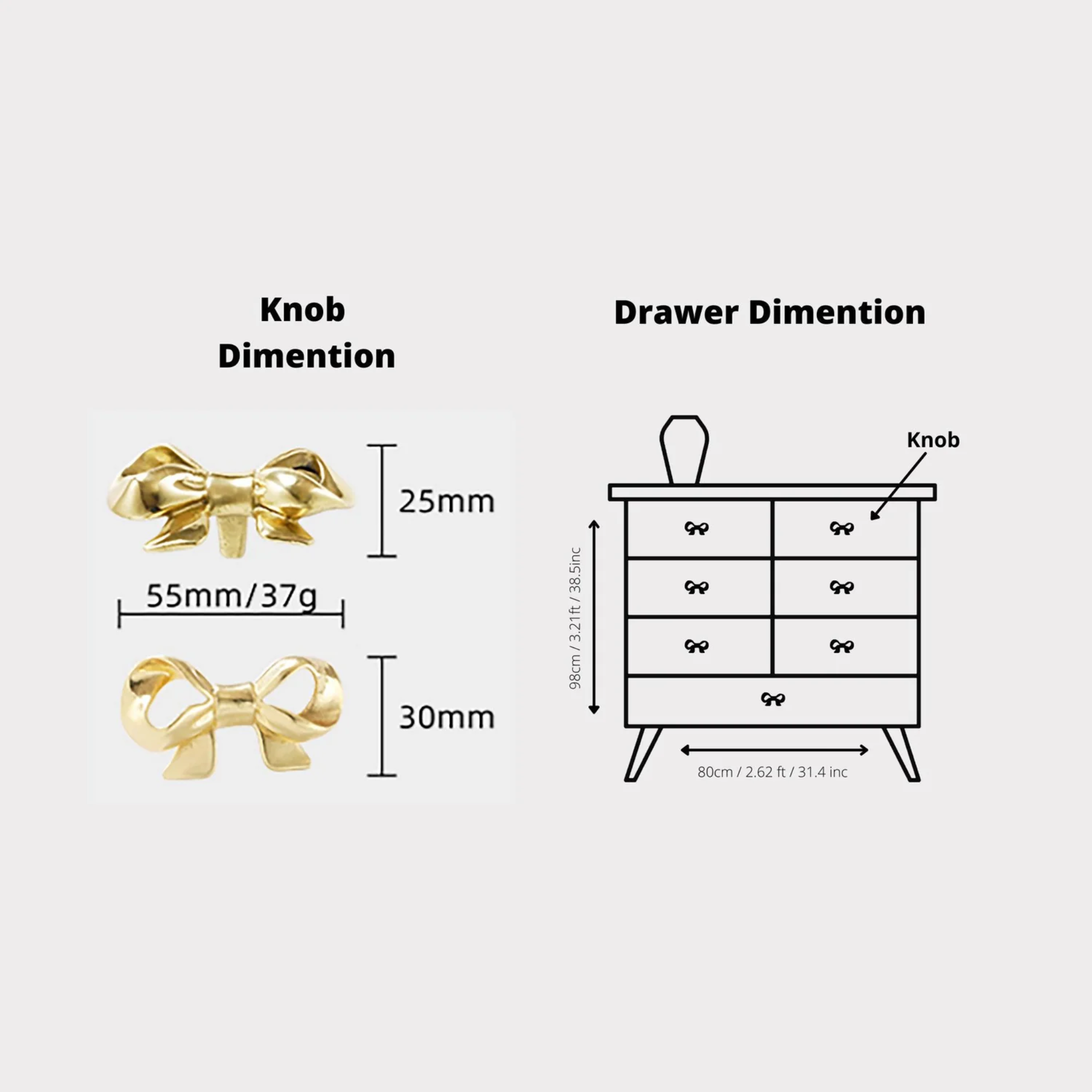 Polished brass bow cabinet knob by Brass Essence, showing a shiny, curved handle with detailed mounting base.
