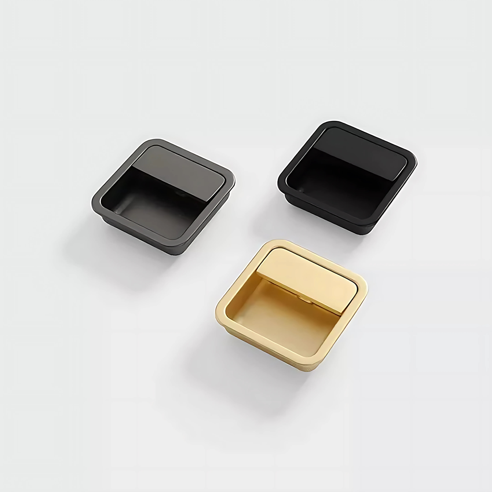 Recessed matte zinc cabinet handle from Brass Essence's Zinc Handle Collection, featuring a sleek, minimalist design.