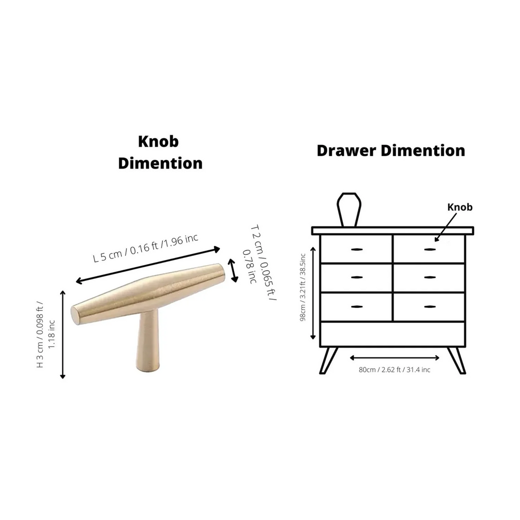 Tapered brass cabinet pull with spindle design by Brass Essence, showing a polished finish and mounting hardware.