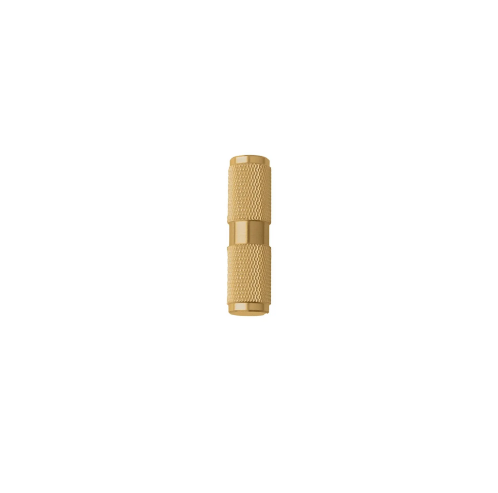 Brass essence Yashvite knurled brass cabinet handle from collection B-0060, featuring textured grip and polished finish.