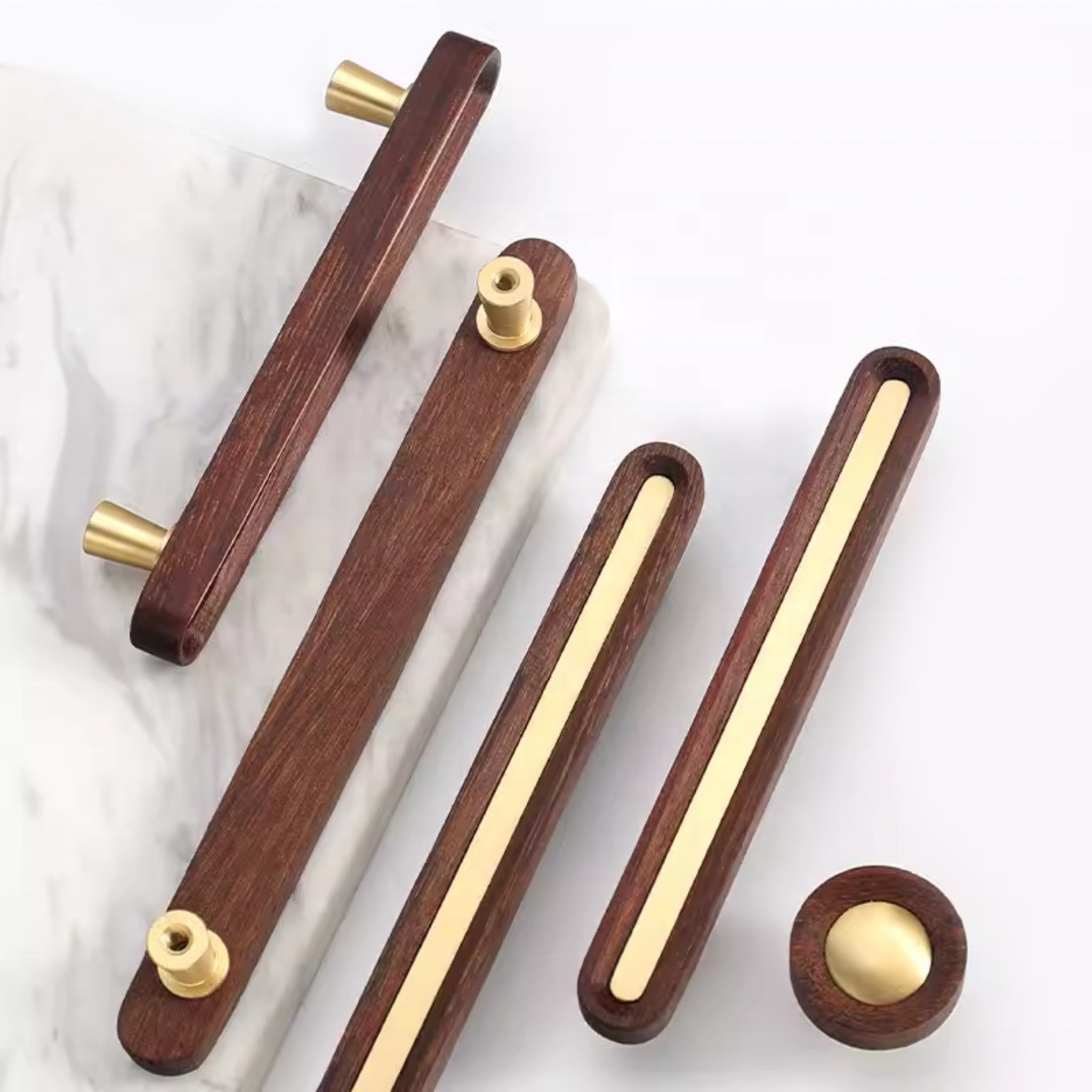 Brushed Brass and Wenge Wood Handles [W-0055]