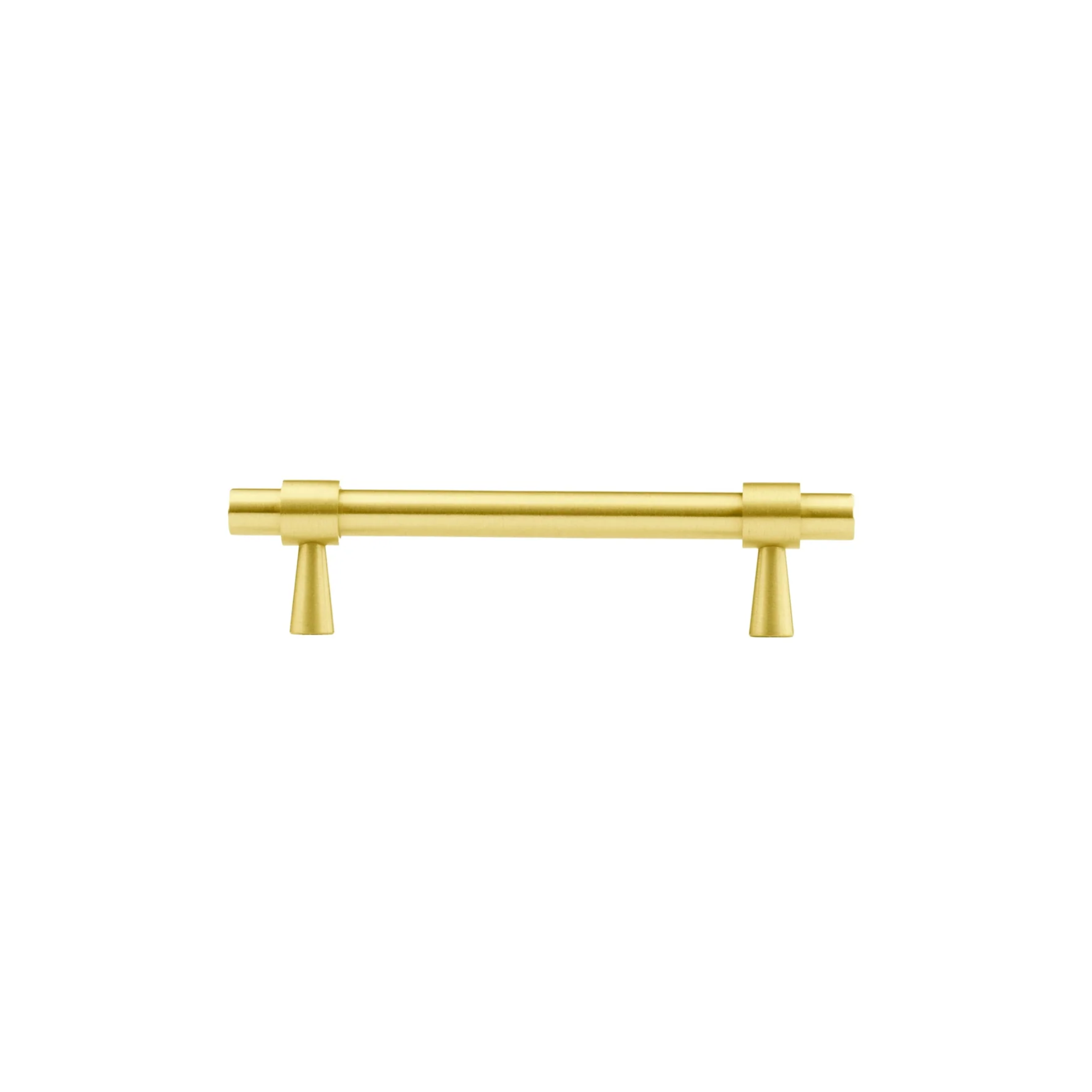 Brass Essence Naveena solid brass T-bar handle from the B-0054 collection, featuring a sleek, polished design for furniture or cabinetry.