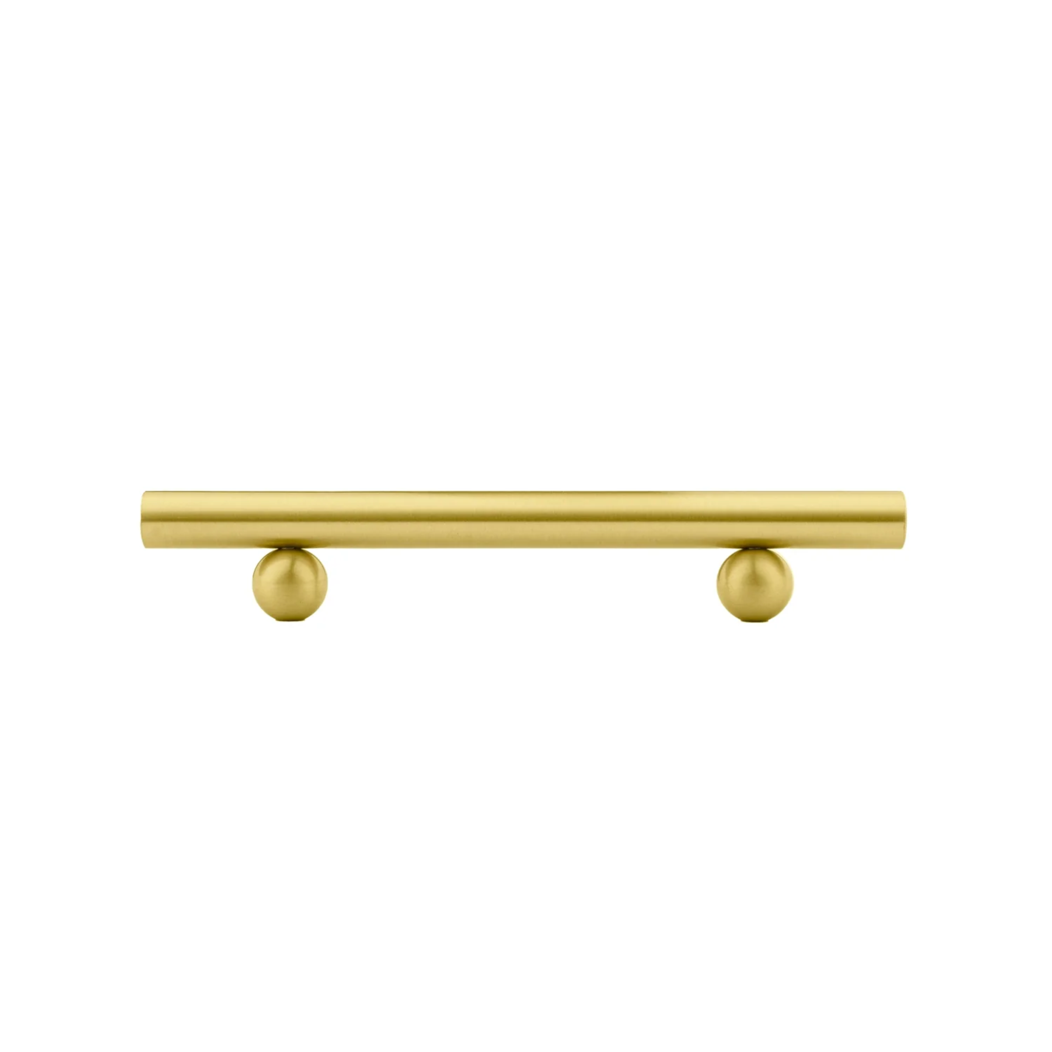 Solid brass goblet cabinet handle from Brass Essence collection with a polished finish, mounted on a cabinet surface.
