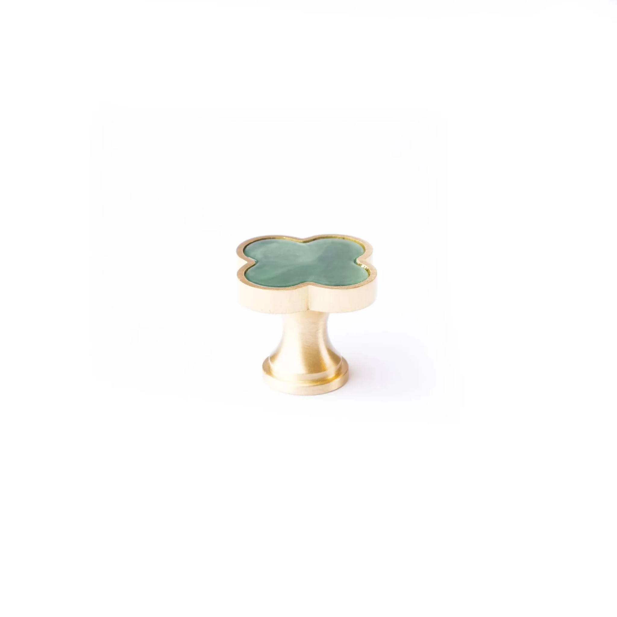 Brass Essence Clover Brass Cabinet Knob from Collection A-0006, showing a polished brass finish and elegant design for cabinets.
