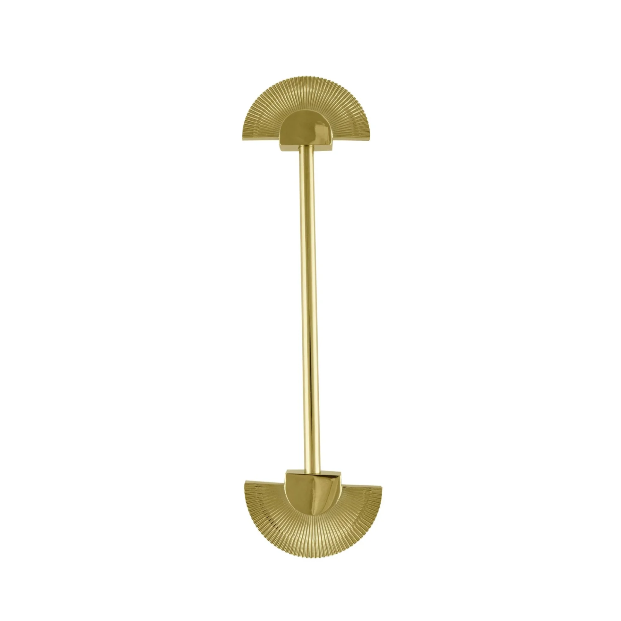 Brass Essence scalloped brass fan handle from the Collection B-0085, showcasing intricate design and polished finish.