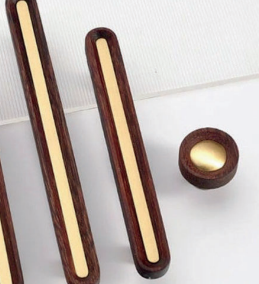 Brushed Brass and Wenge Wood Handles [W-0055]