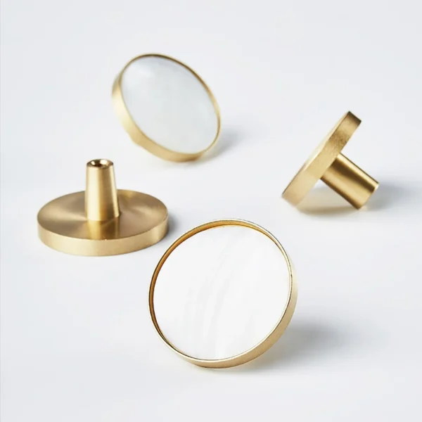 Mother of Pearl & Brass Round Cabinet Knob