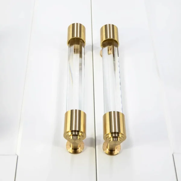 Opulence Hexagonal Natural Crystal Brass Handle