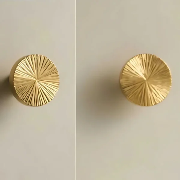 Hammered Sunburst Brass Cabinet Knob